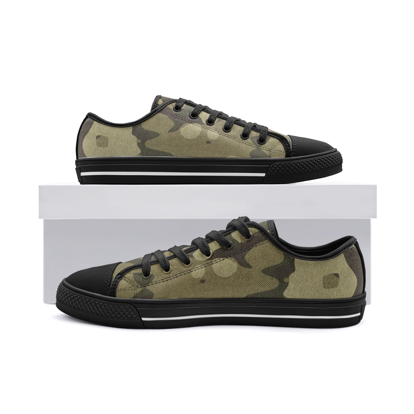 Camo Shoes | Low Top Canvas | Green Fabric Camouflage