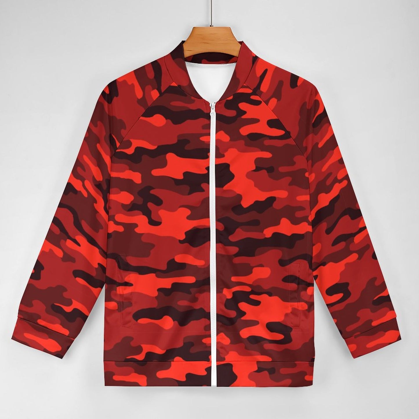 Camo Shirt | Raglan Zip-up | Scarlet Red and Black