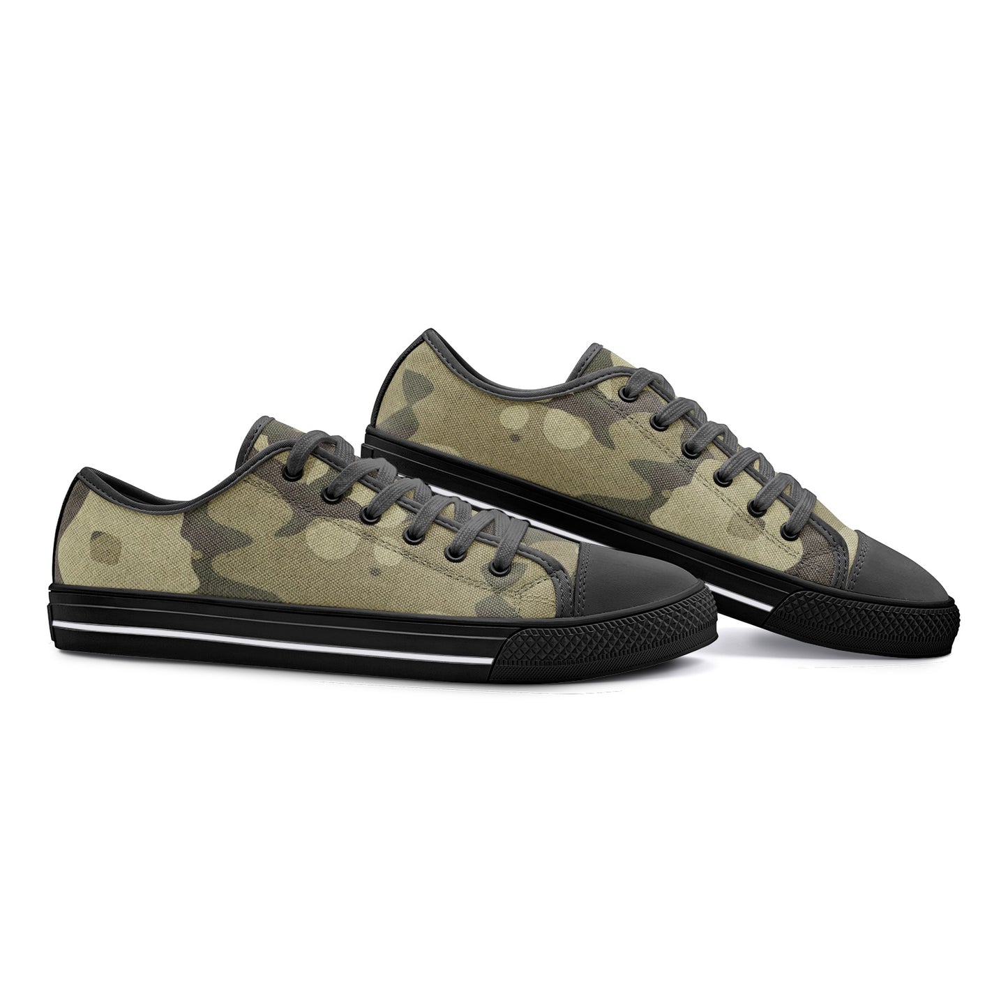 Camo Shoes | Low Top Canvas | Green Fabric Camouflage