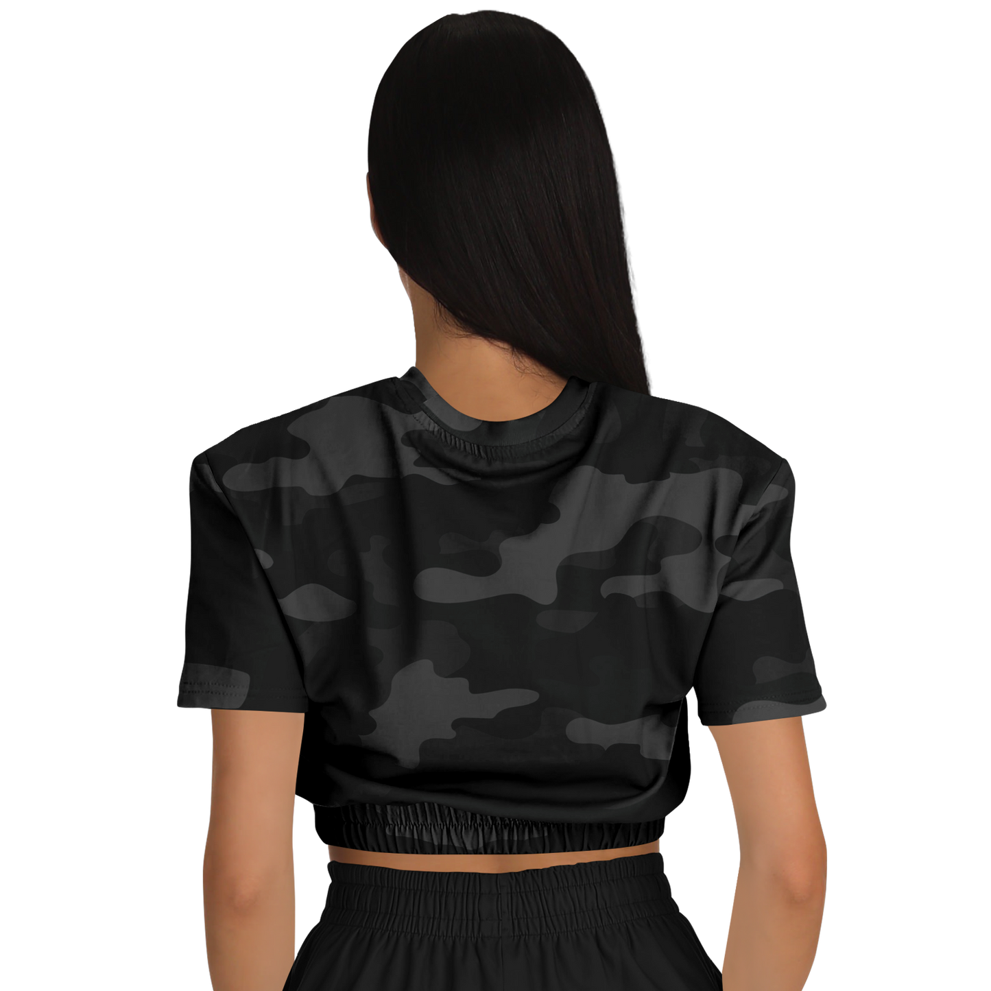 Camo Crop Top Sweatshirt | Black Camouflage