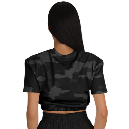 Camo Crop Top Sweatshirt | Black Camouflage