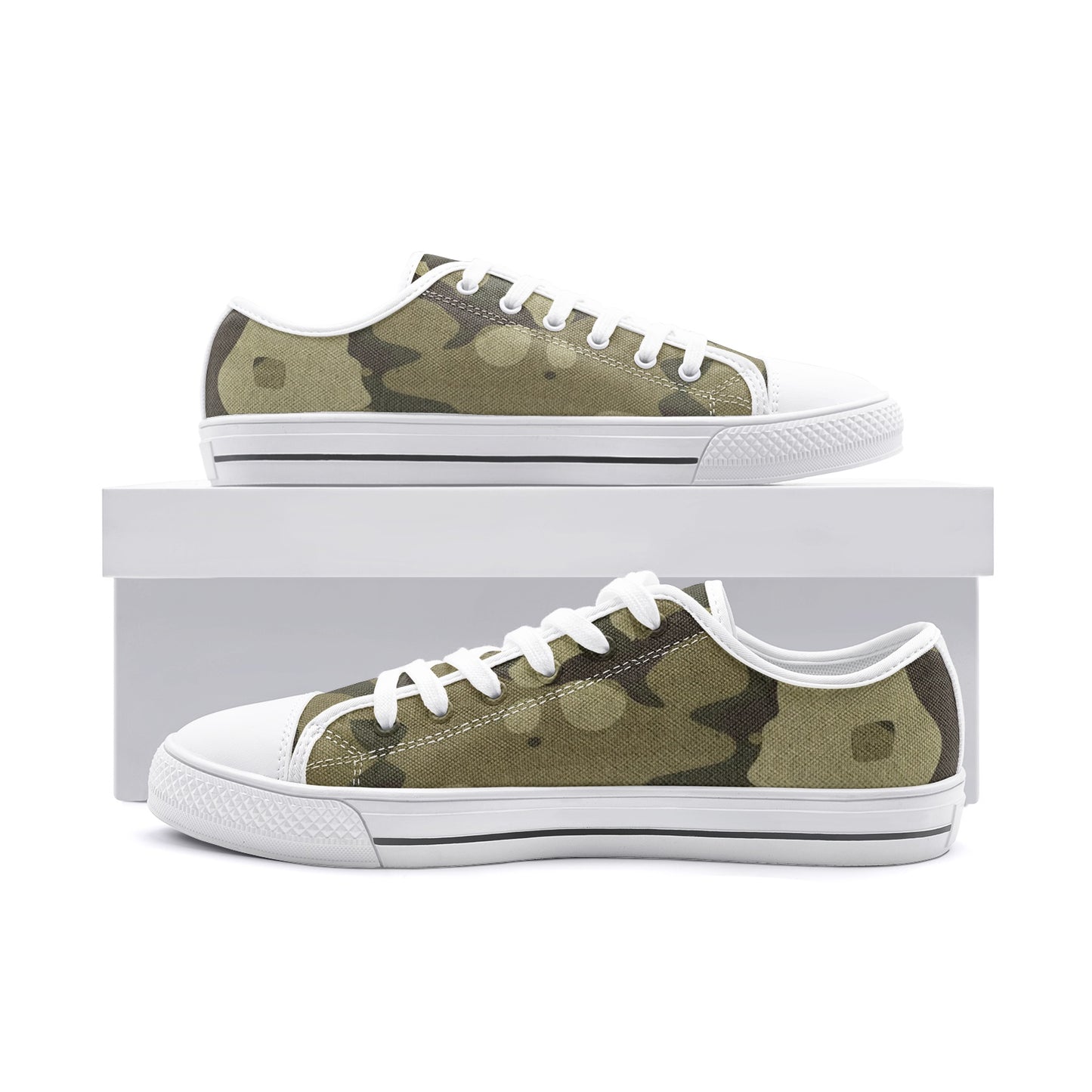 Camo Shoes | Low Top Canvas | Green Fabric Camouflage