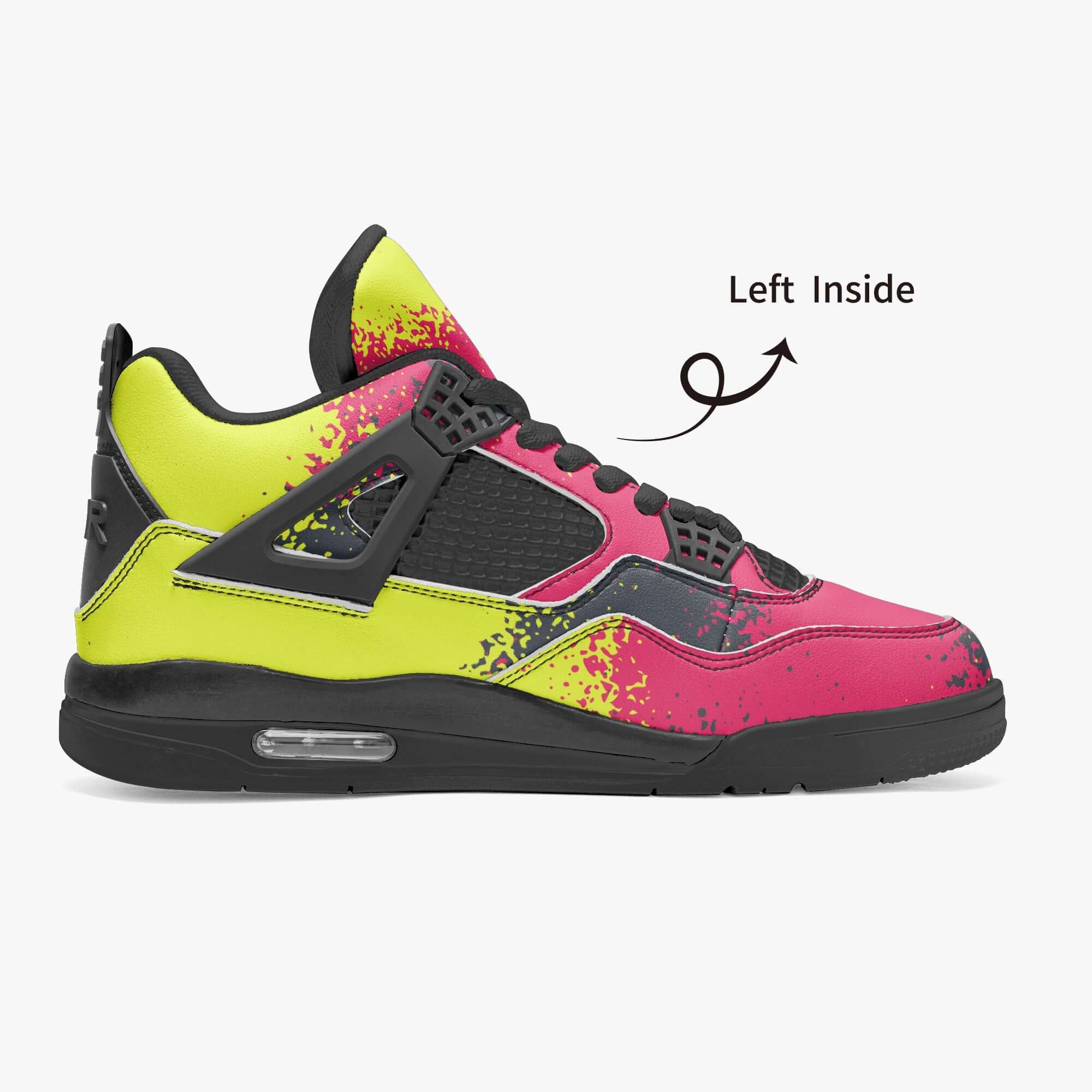 Graffiti Spray Jordans AJ4 Red Black and Yellow Sneakers