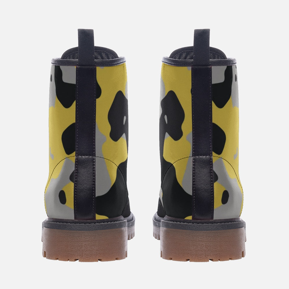 Camo Boots | Leather Camouflage in Yellow, Black, and Silver