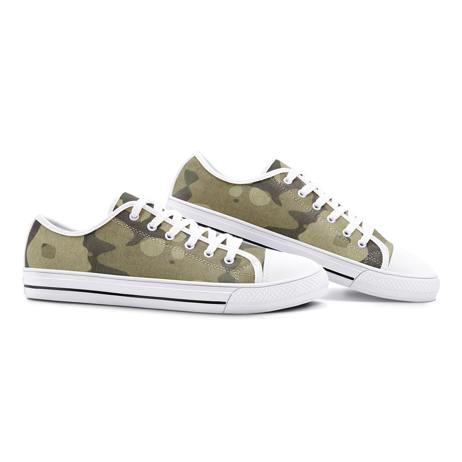 Camo Shoes | Low Top Canvas | Green Fabric Camouflage