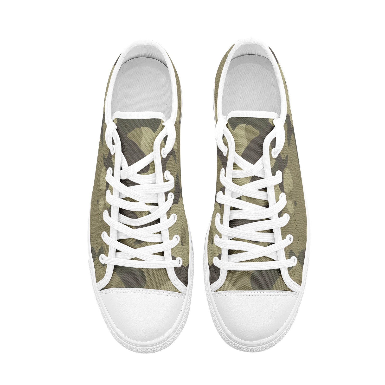 Camo Shoes | Low Top Canvas | Green Fabric Camouflage