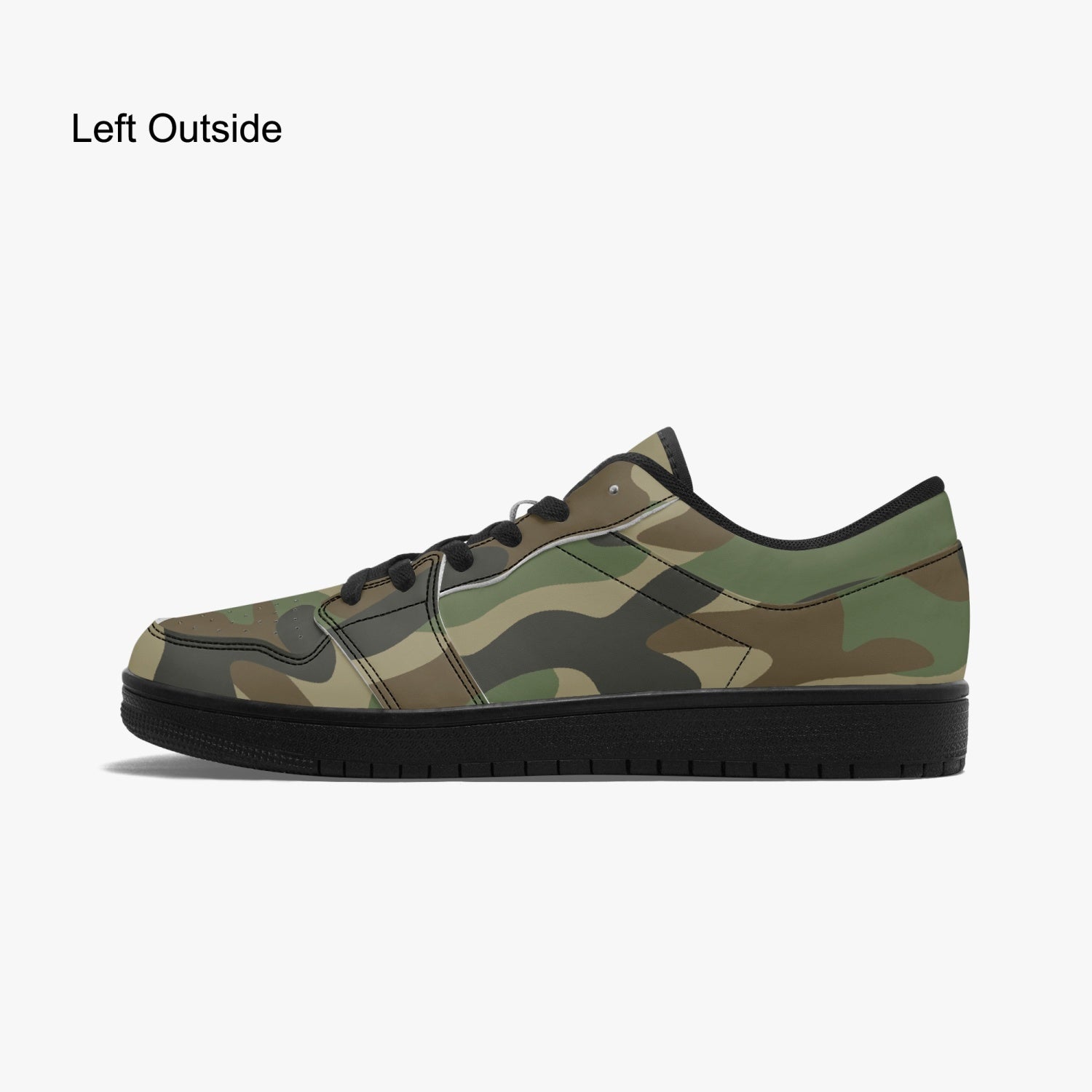 Camo Sneakers | Military Brown Low-Top Leather Camouflage Shoes