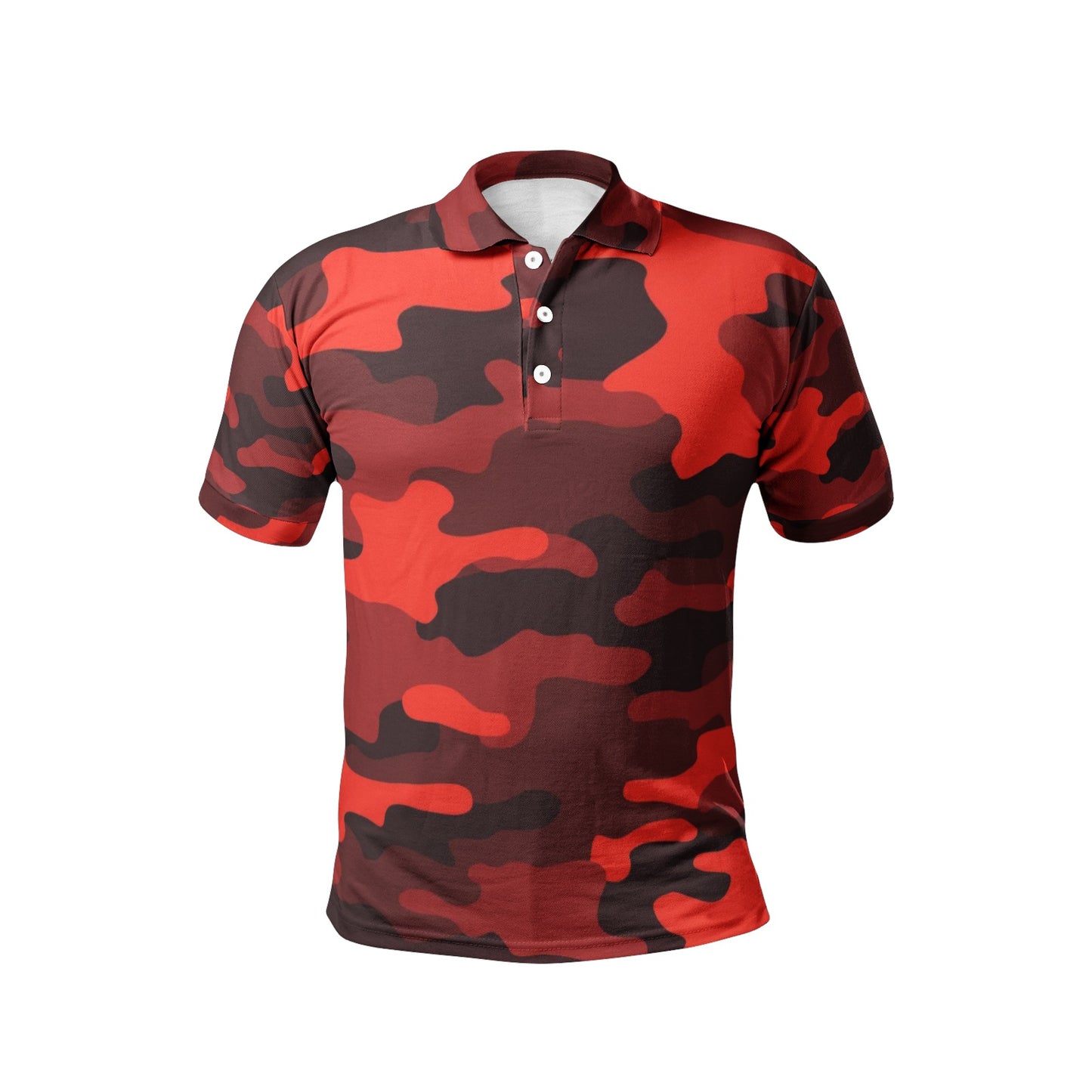 Camo Golf Shirt | Scarlet Red & Black Camouflage