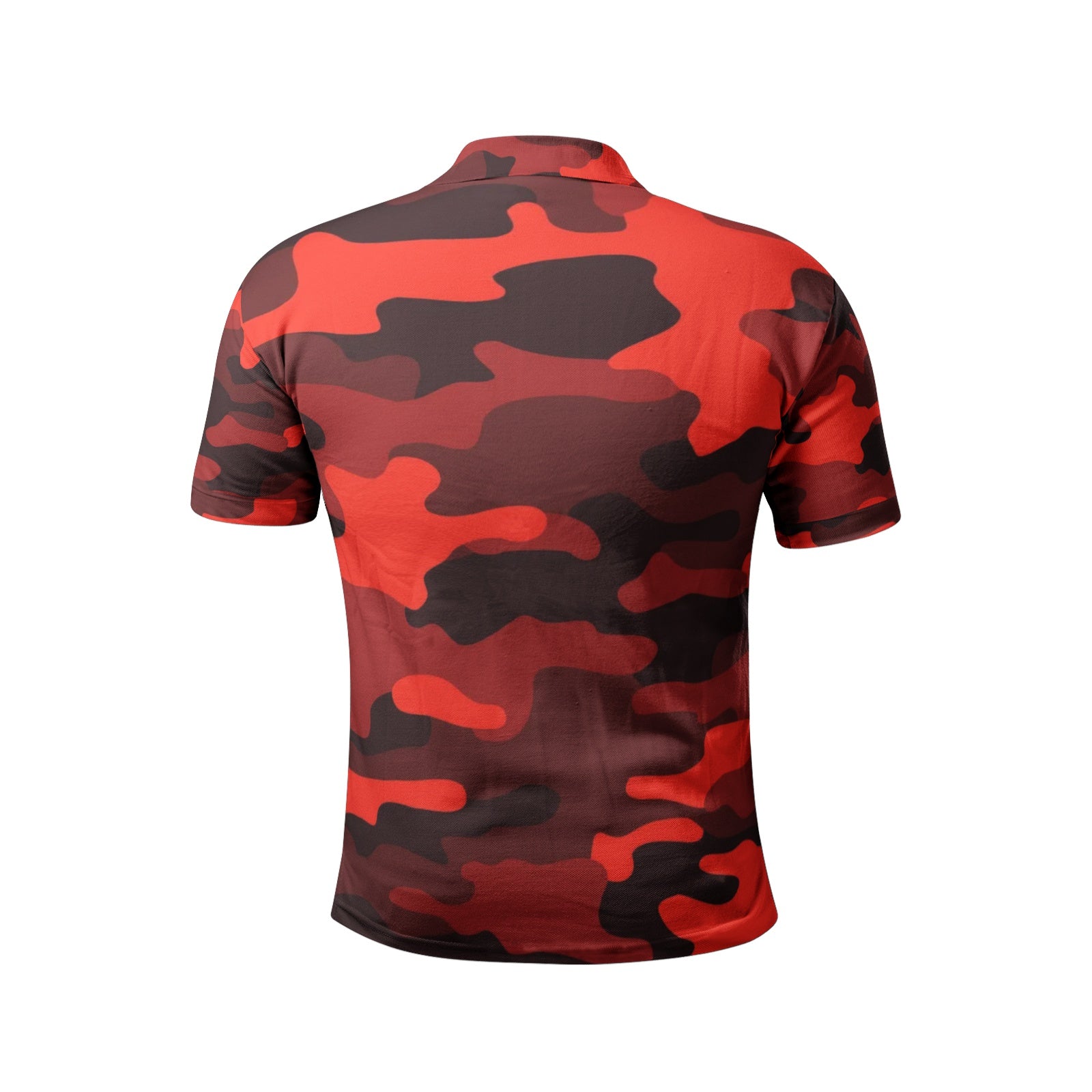 Camo Golf Shirt | Scarlet Red & Black Camouflage