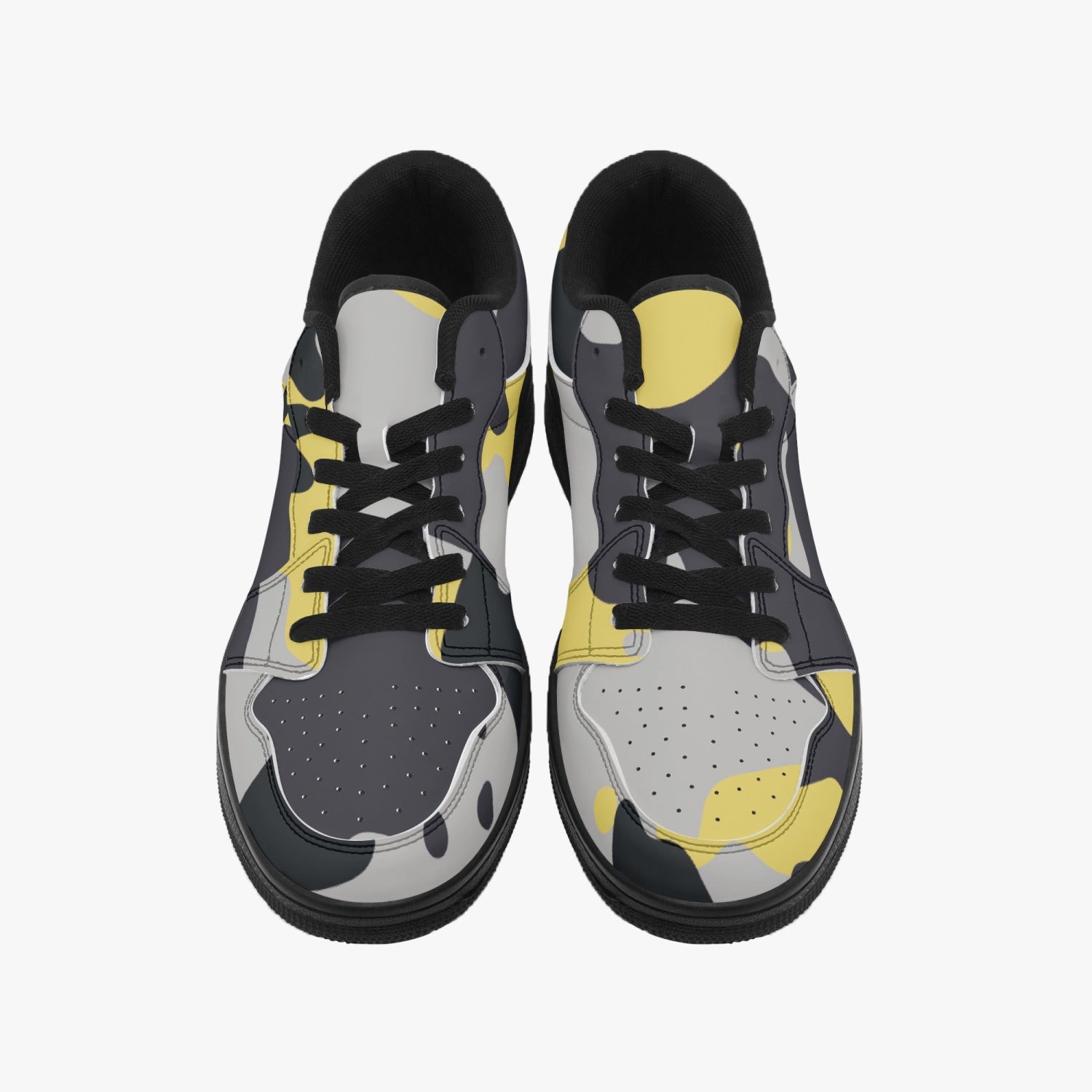 Camo Sneakers | Yellow Silver Low-Top Leather Camouflage Shoes