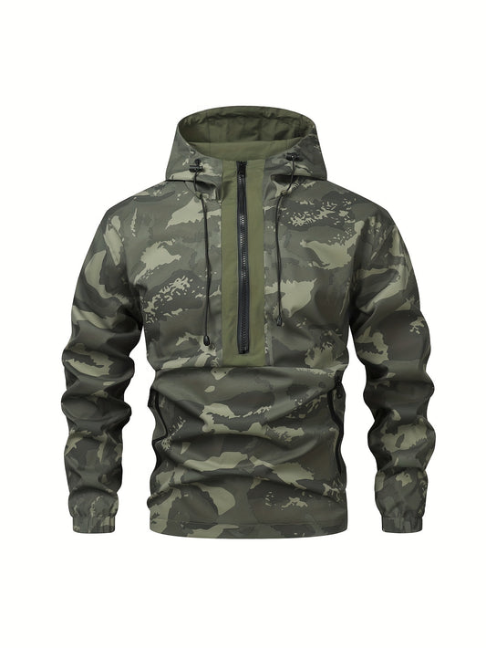 Men's Fashion Hooded Camo Preppy Jacket