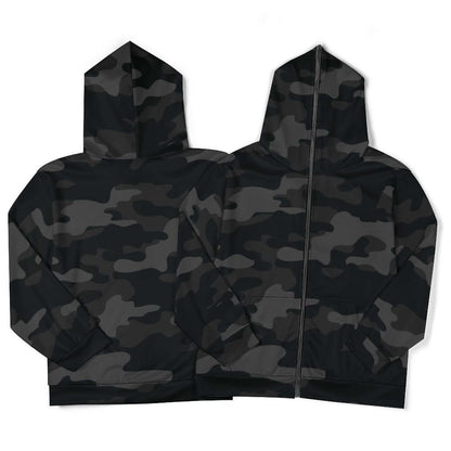 Zip up Camo Hoodie | Black Camouflage