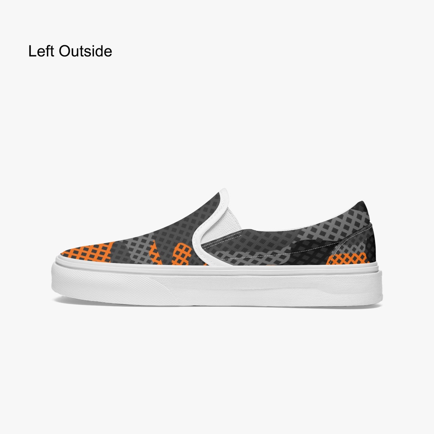 Camo Slip-On Shoes | Orange & Black Pixel Camouflage