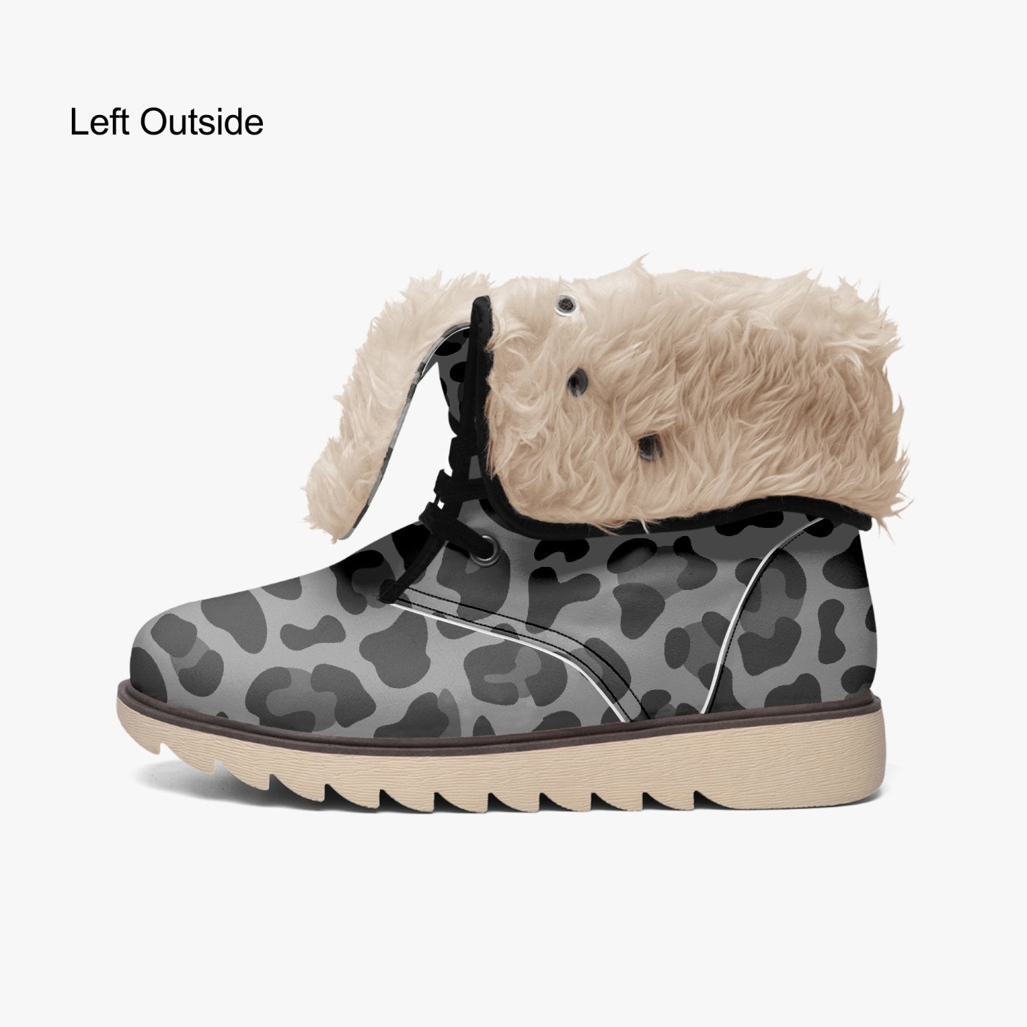 Leopard Boots | Cotton-Pad Fur Lining | Gray and Black