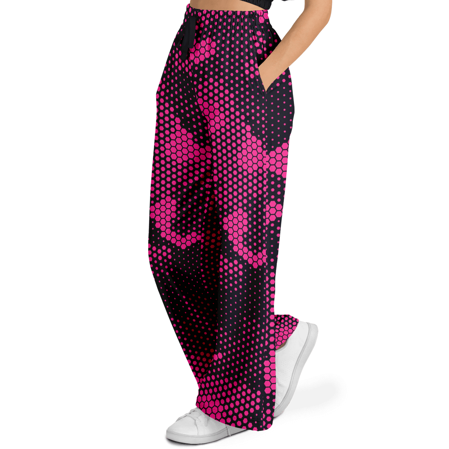 Camo Wide Leg Pants | Pink Digital Dotted Hexagonal