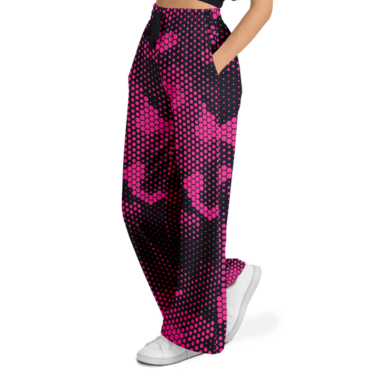 Camo Wide Leg Pants | Pink Digital Dotted Hexagonal