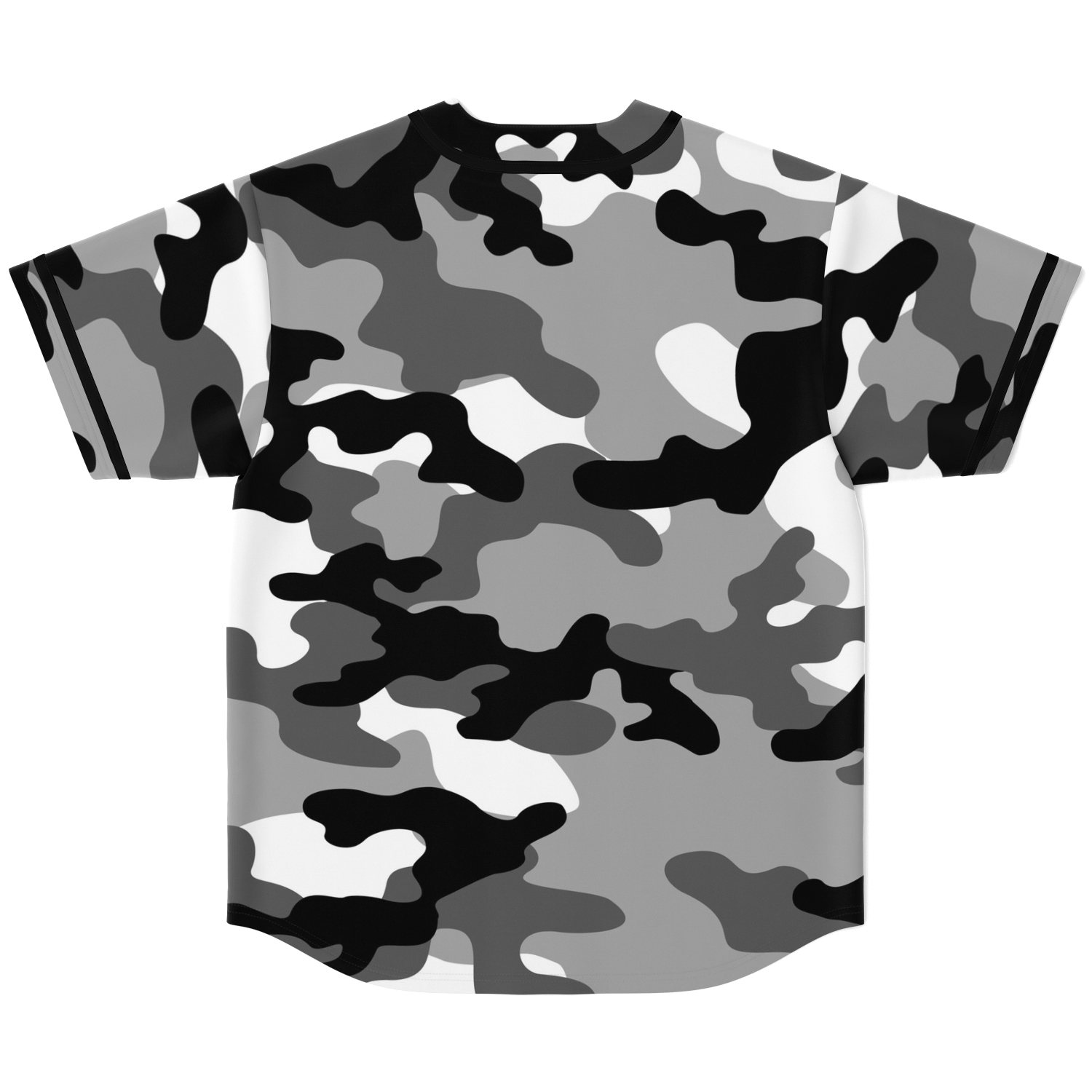 Camo Baseball Jersey | Black, White & Gray Camouflage