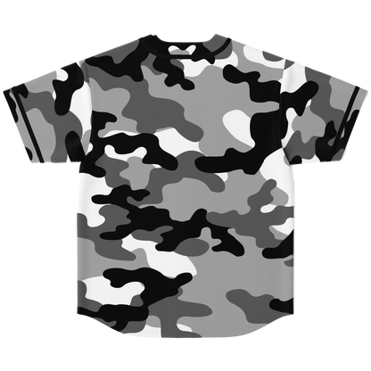 Camo Baseball Jersey | Black, White & Gray Camouflage