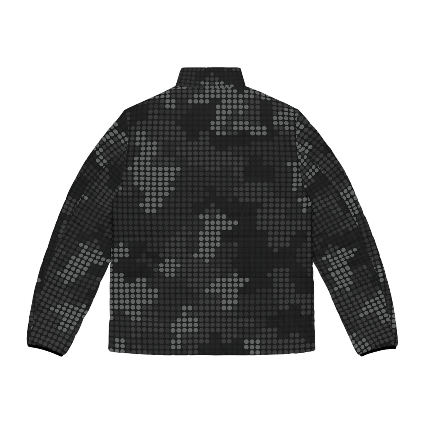 Black Camo Puffer Jacket For Men | Stylish Pixel Camouflage