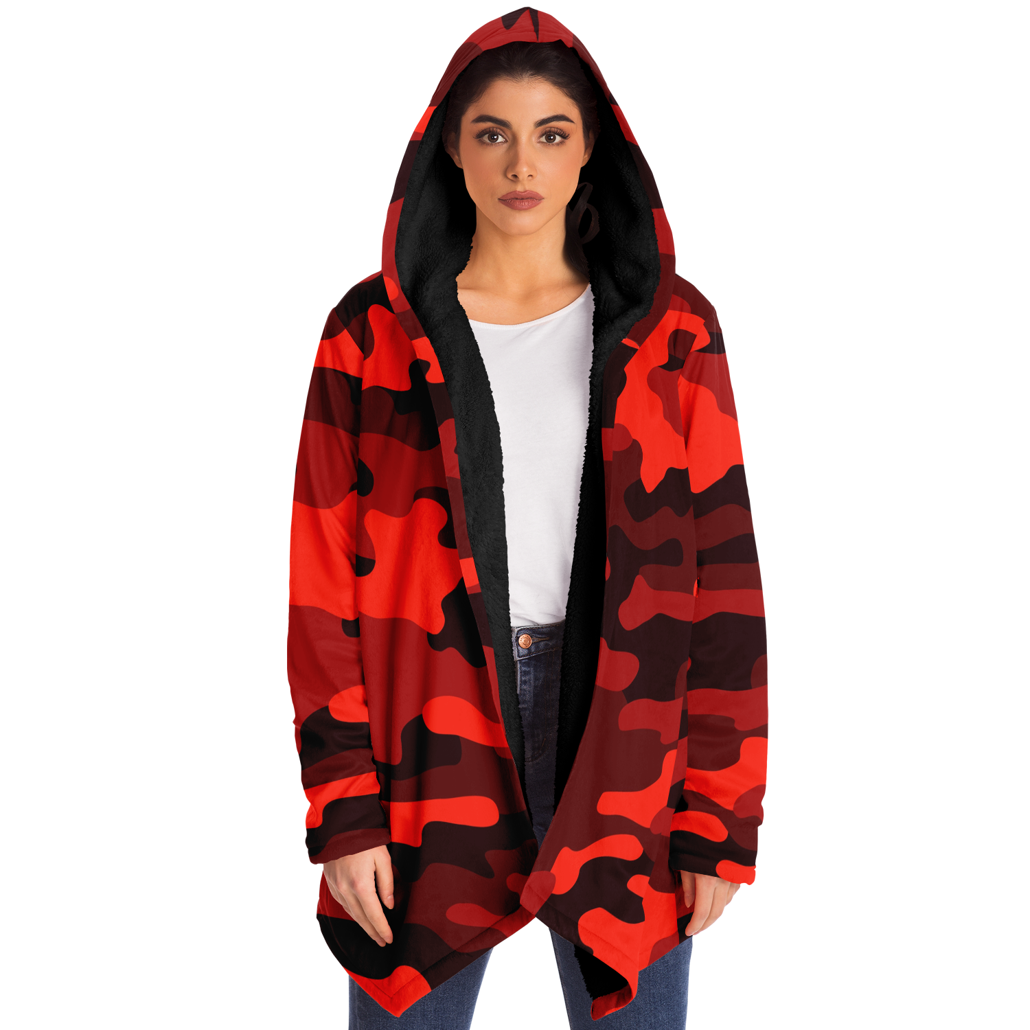 Camo Cloak | Scarlet Red & Black Camouflage | Microfleece