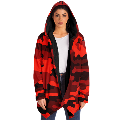 Camo Cloak | Scarlet Red & Black Camouflage | Microfleece