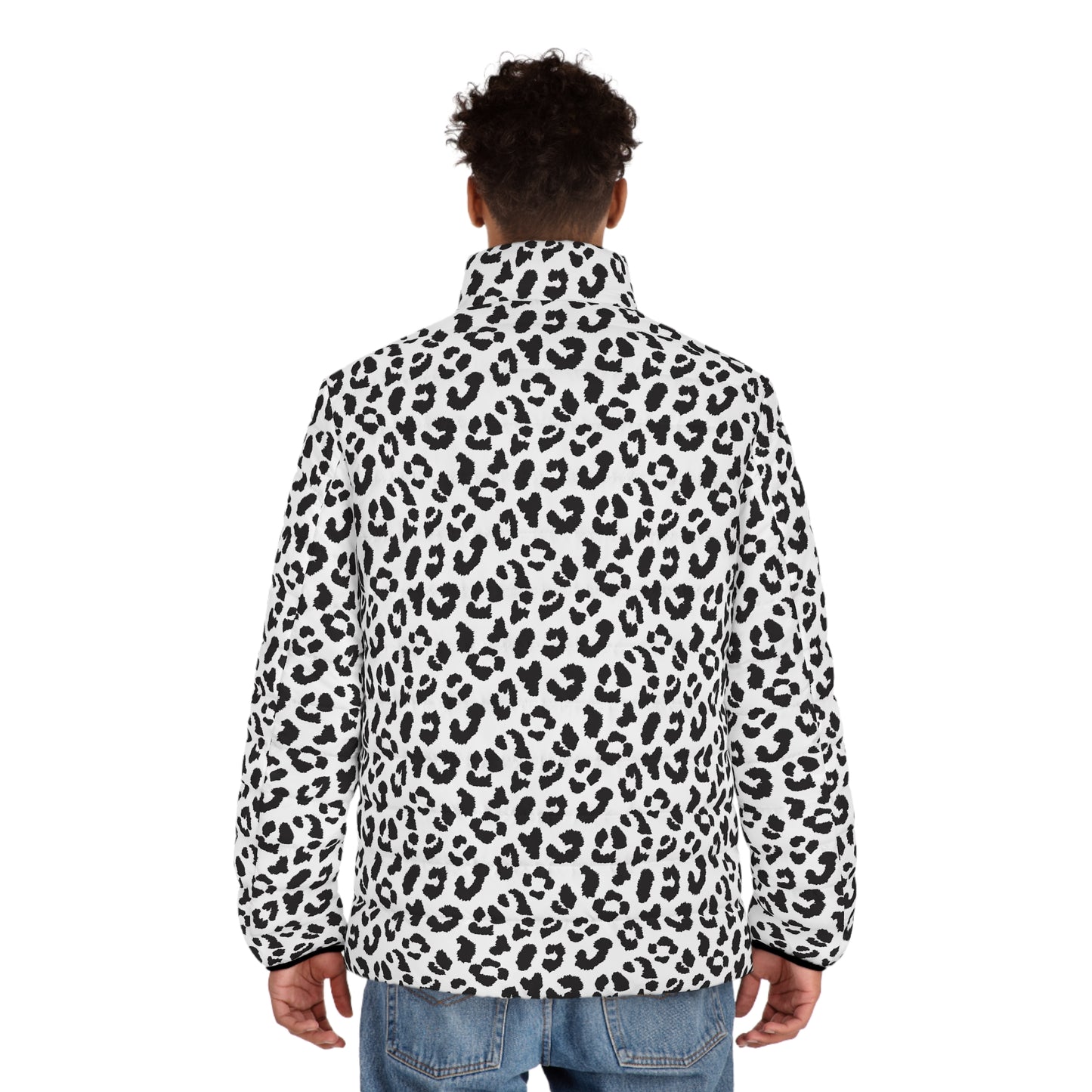 Leopard Puffer Jacket For Men | Black & White