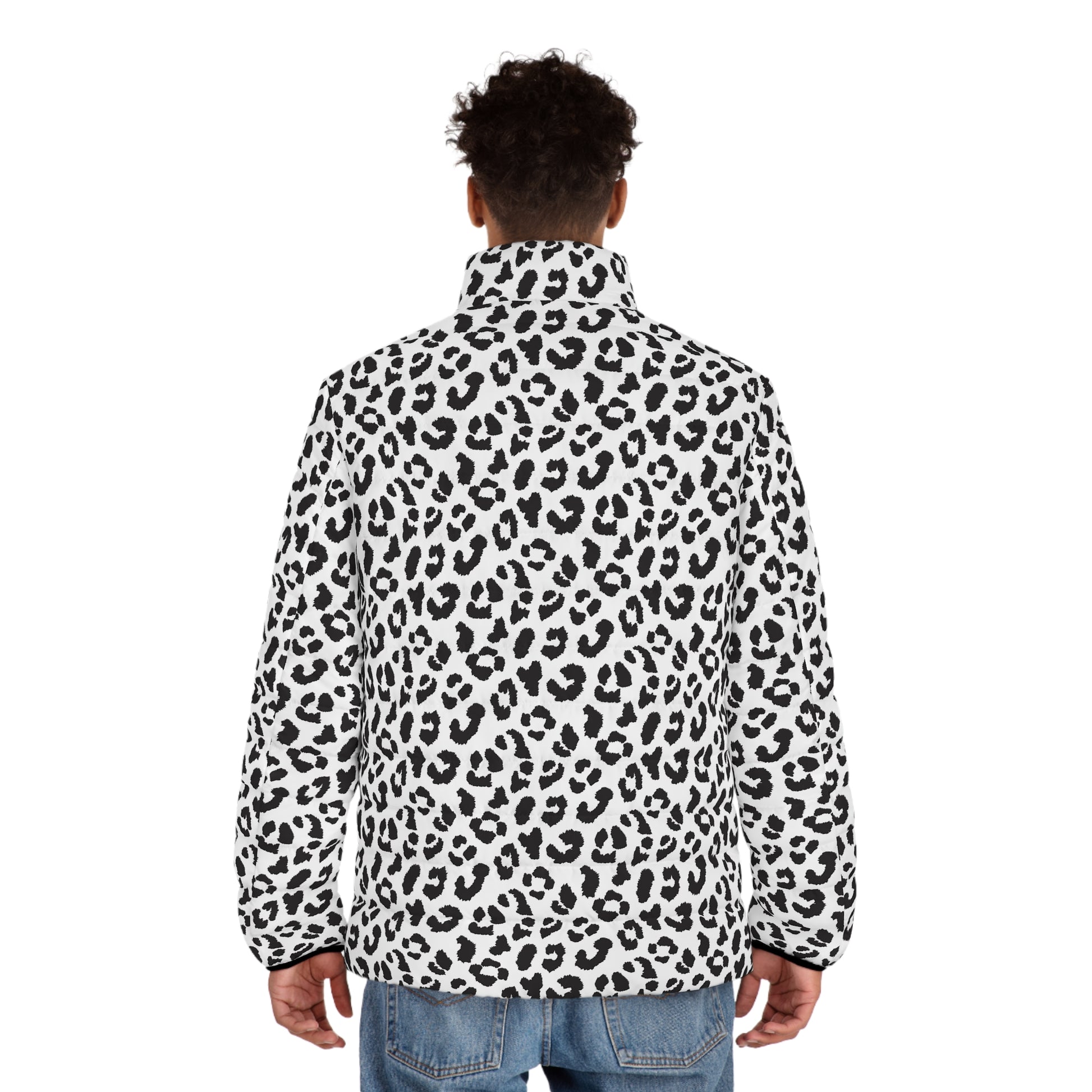 Leopard Puffer Jacket For Men | Black & White