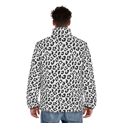 Leopard Puffer Jacket For Men | Black & White