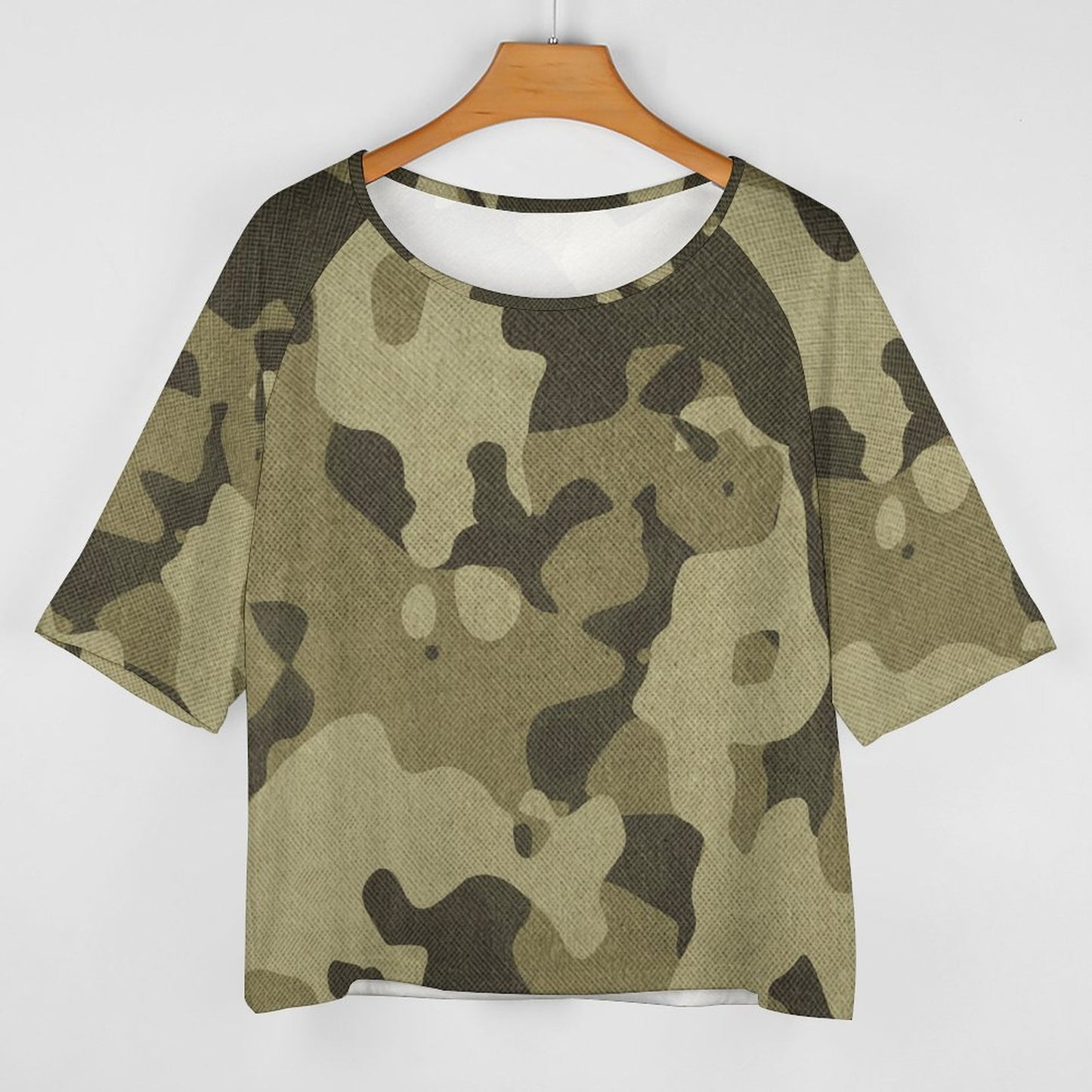 Off The Shoulder Top | Green Fabric Camouflage