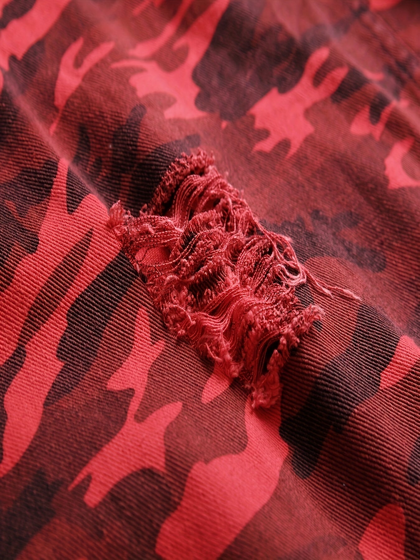 Red Camo Denim Jacket For Men | Casual Street Style Coat