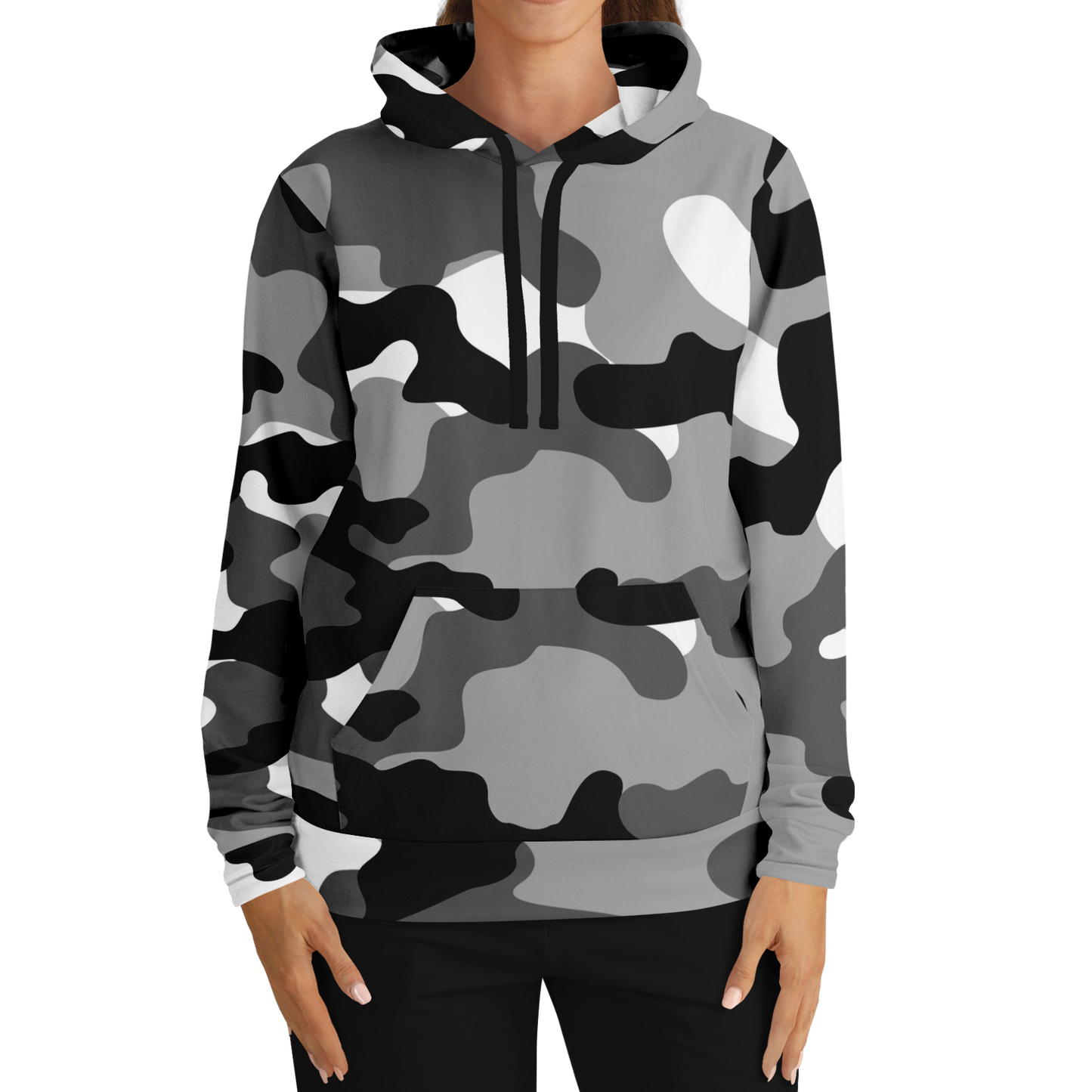 Camo Hoodie | Black, White & Gray Camouflage Pullover