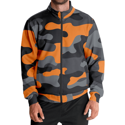 Camo Track Jacket | Orange, Black & Gray Camouflage