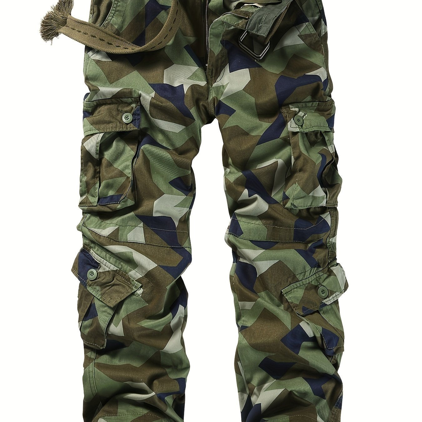 Camo Cargo Pants for Men: Cotton, Casual Fit, Zip & Drawstring Closure