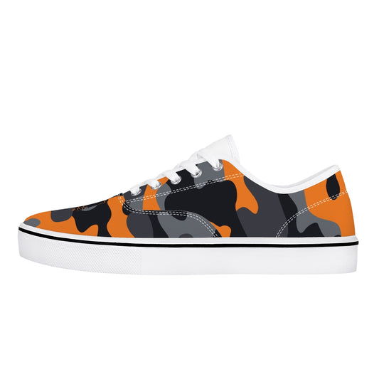 Camo Skate Shoes | Orange, Black, and Gray Camouflage