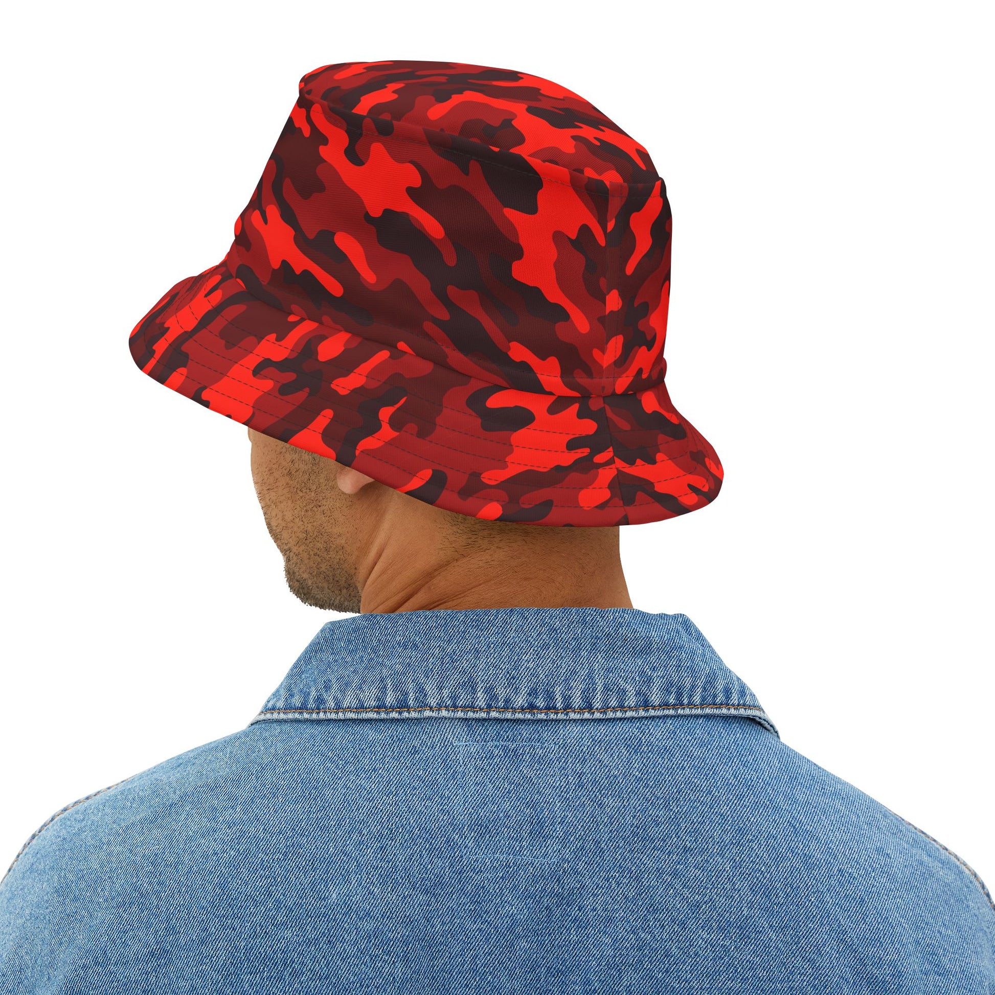 Camo Bucket Hat | Scarlet Red & Black Camouflage