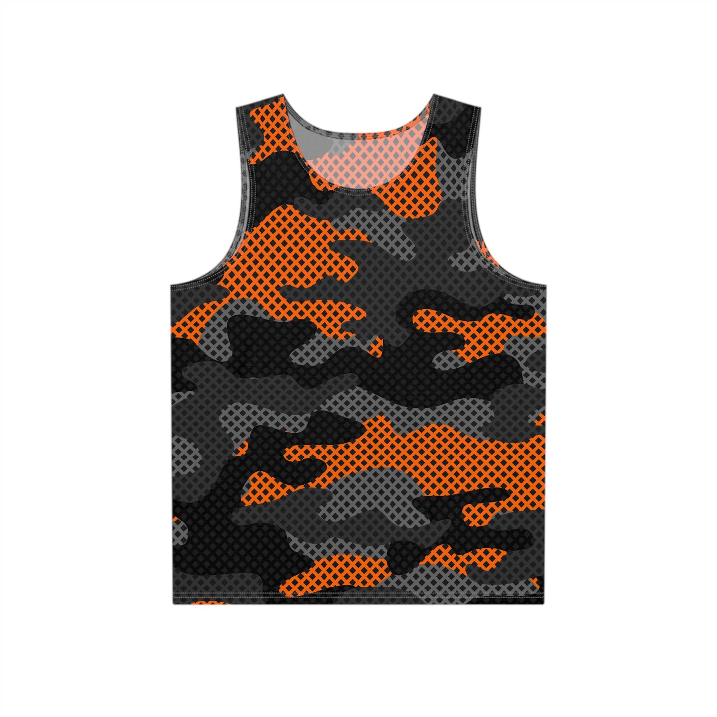 Men's Camo Tank Top | Black & Orange Pixel | Loose Fit