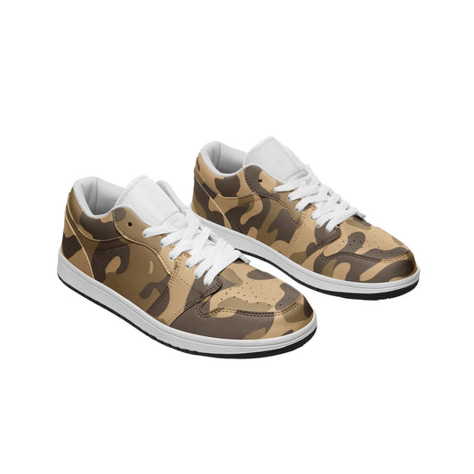 Camo Shoes | Khaki Low Top Leather Sneakers