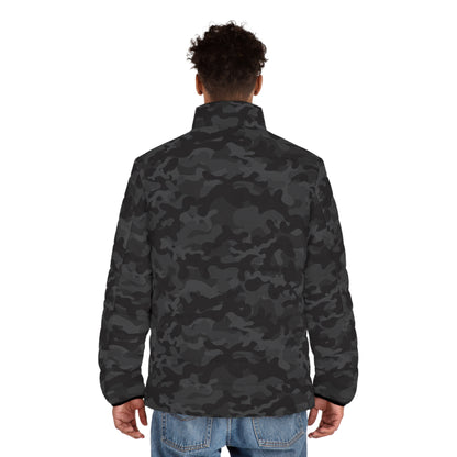 Black Camo Puffer Jacket For Men | Army Camouflage