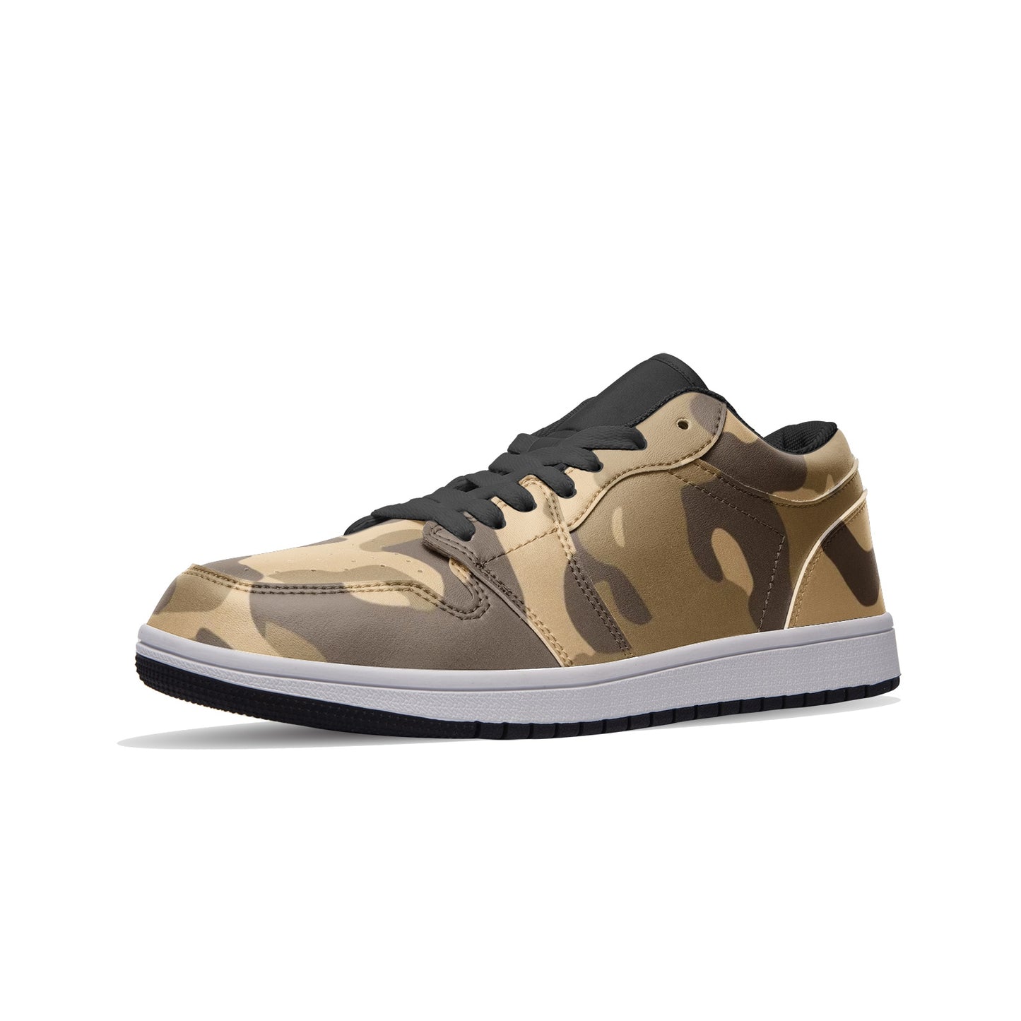 Camo Shoes | Khaki Low Top Leather Sneakers