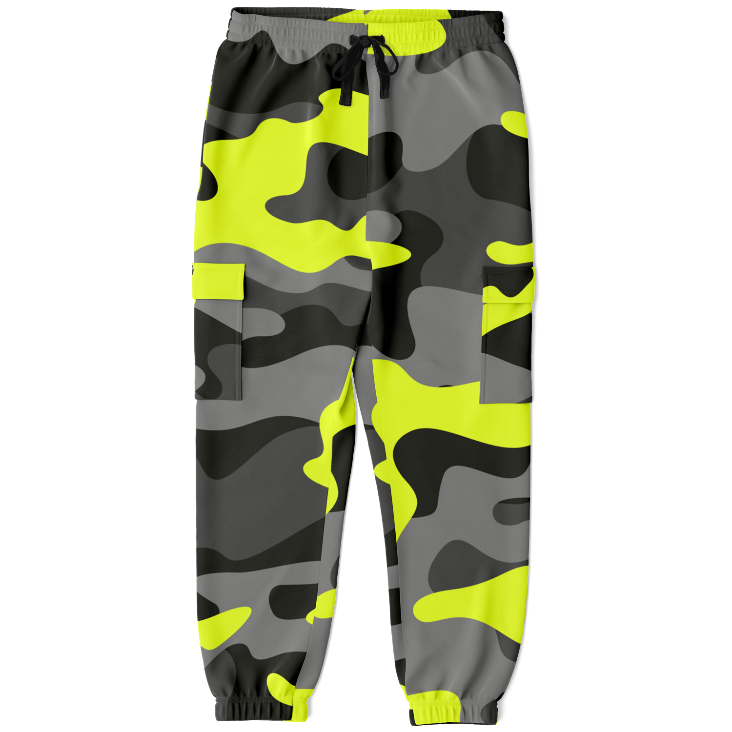 Camo Cargo Pants | Unisex | Black, Gray & Yellow Camouflage