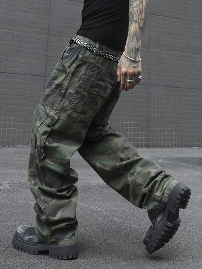 Men's Camo Denim Wide-Leg Jeans | PLUS SIZE