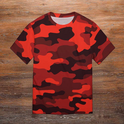 Camo Shirt | Scarlet Red & Black Camouflage T