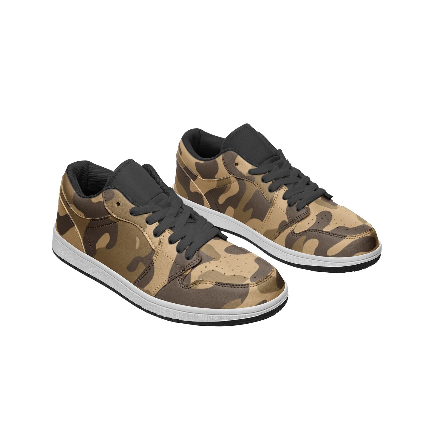 Camo Shoes | Khaki Low Top Leather Sneakers