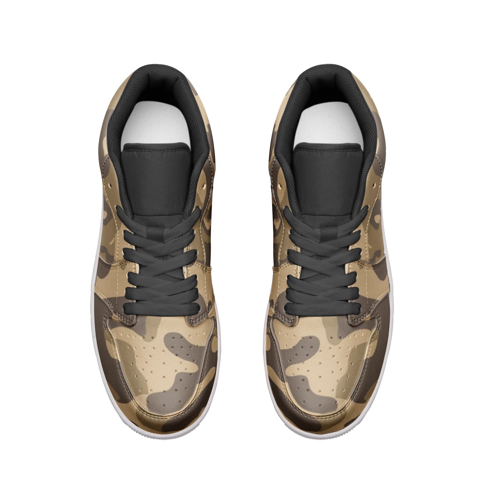 Camo Shoes | Khaki Low Top Leather Sneakers