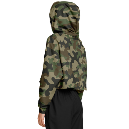 Cropped Hoodie For Women | Military Brown Camouflage