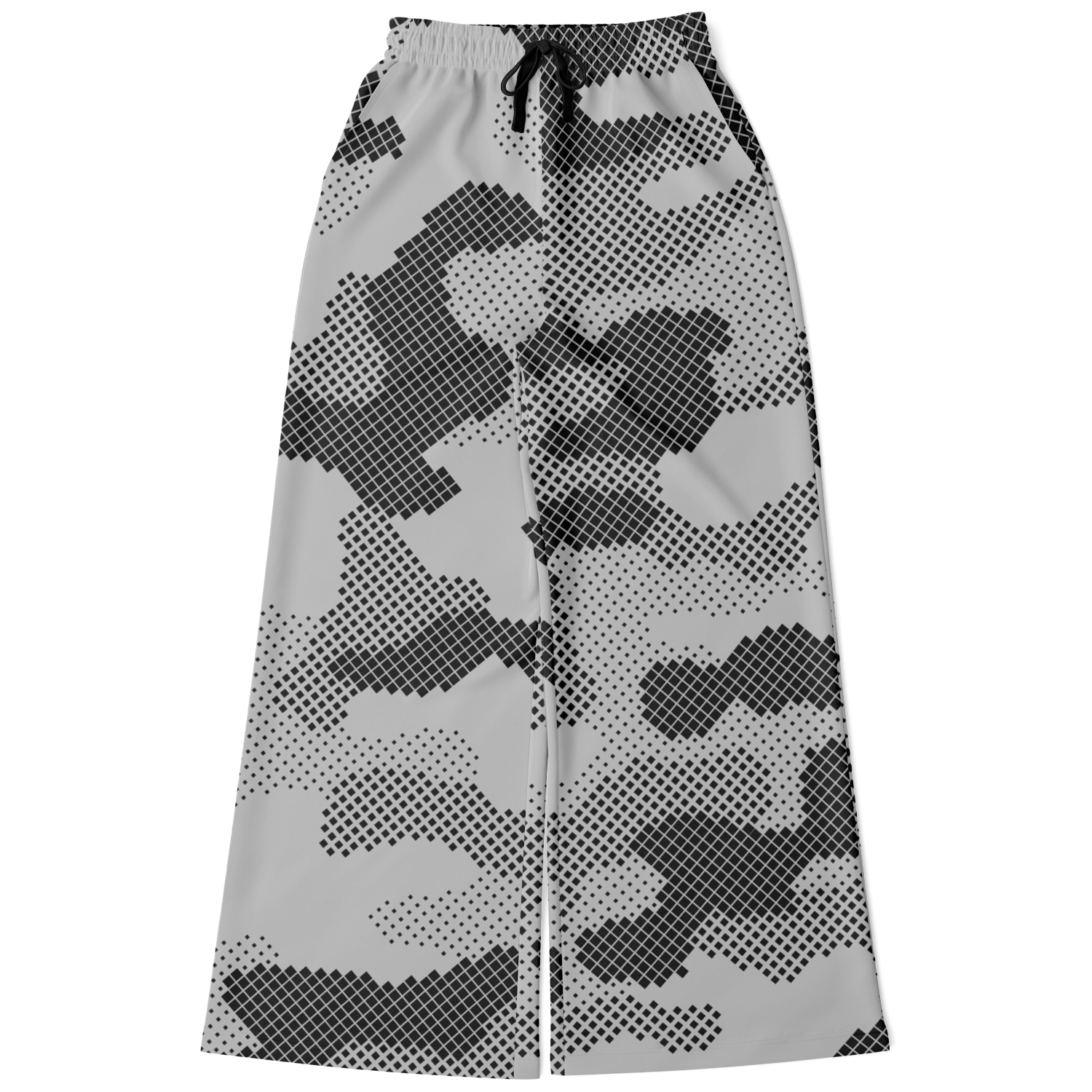 Camo Wide Leg Pants | Black & White Digital Dotted