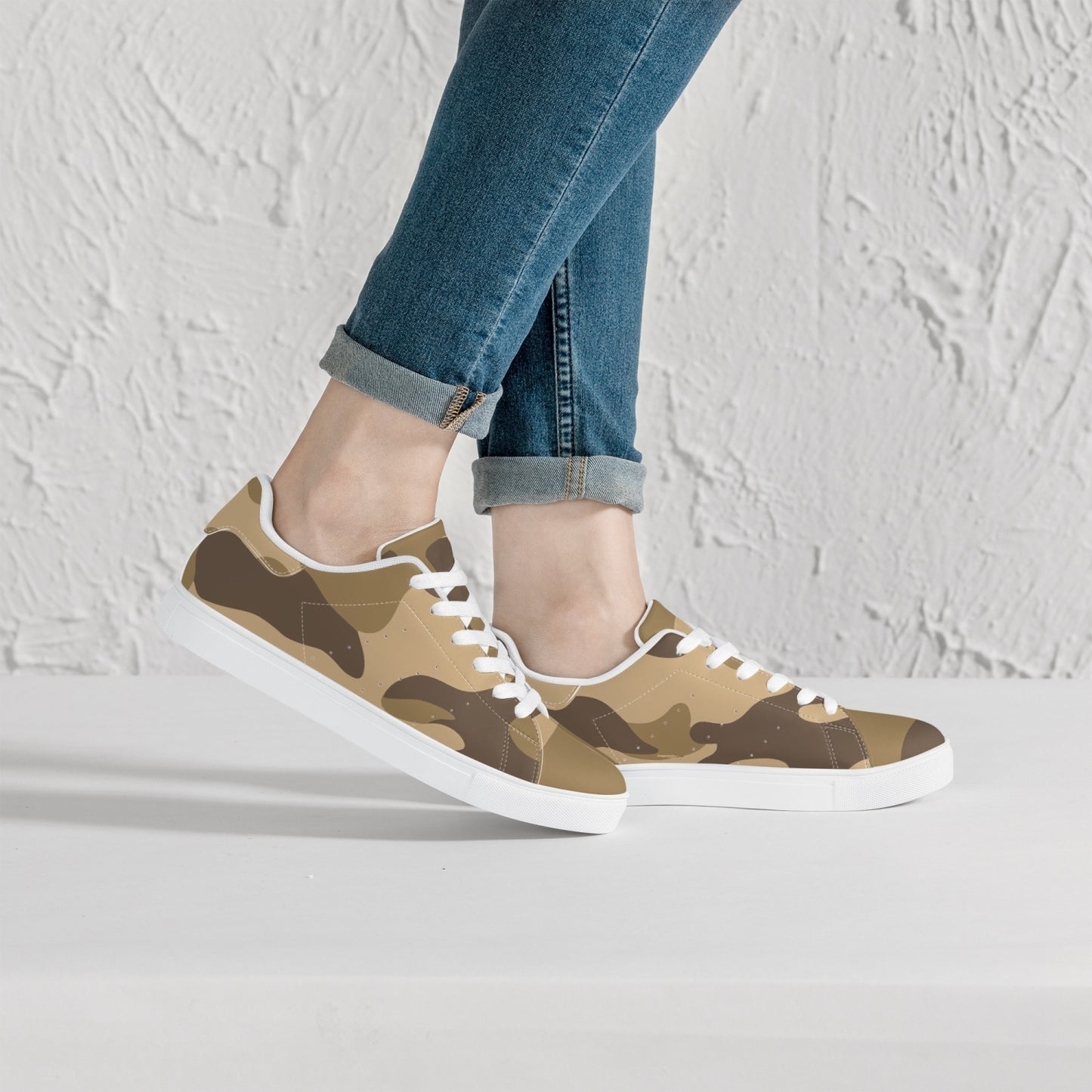 Camo Sneakers | Classic Low-Top Leather | Khaki