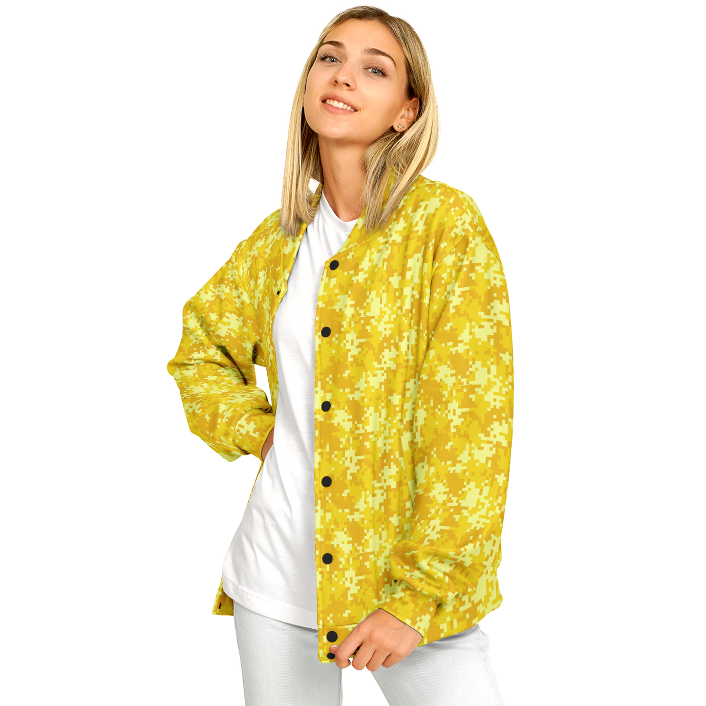 Baseball Jacket in Yellow Pixel Camouflage