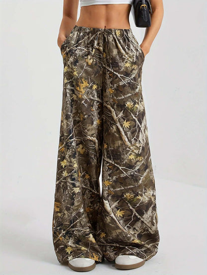 Camo Wide Leg Pants | Causal Slant Pocket Loose Fit