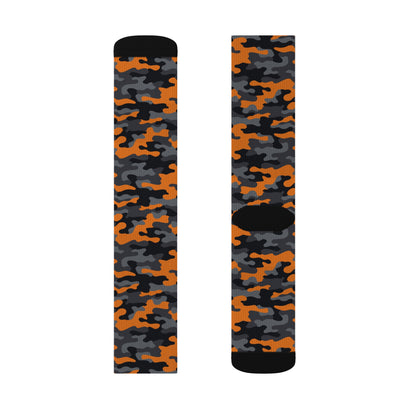 Camo Socks | Orange, Black, and Gray Camouflage